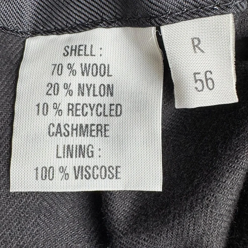 di Silver Wool Cashmere Overcoat 56R Black Mens Topcoat Big Tall Italy Fabric